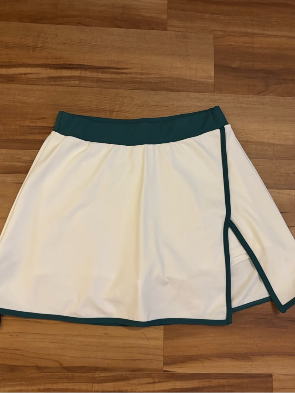 White Tennis Mini Skirt with Green Trim